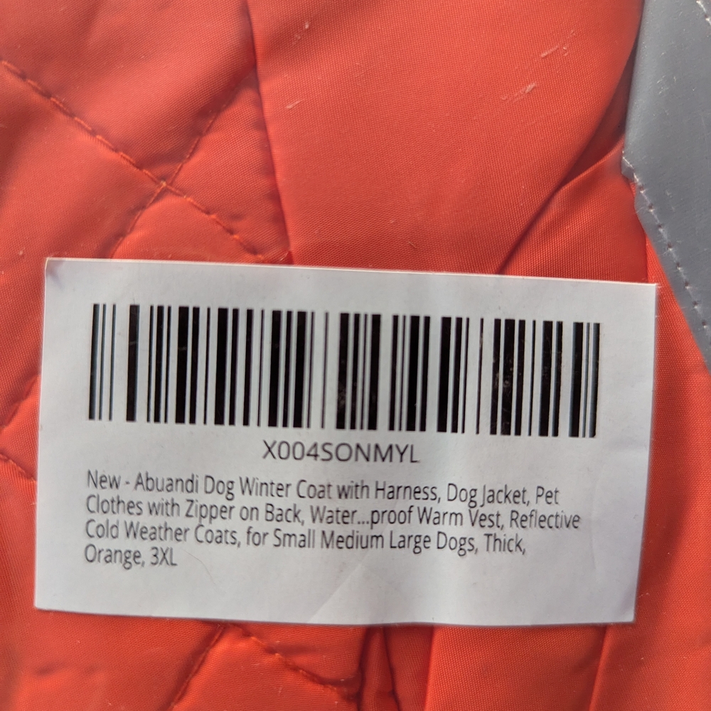 Orange Dog Winter Coat with Harness